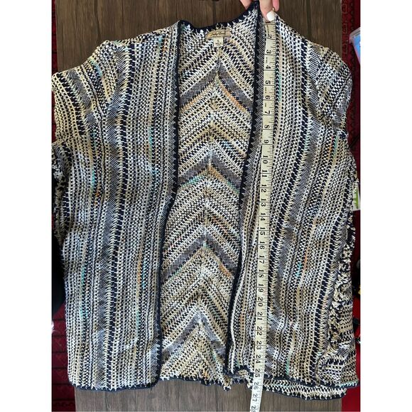 Lucky Brand Tan Chunky Knit Western Cardigan Sweater Size M Fall Cozy Boho - Picture 7 of 8